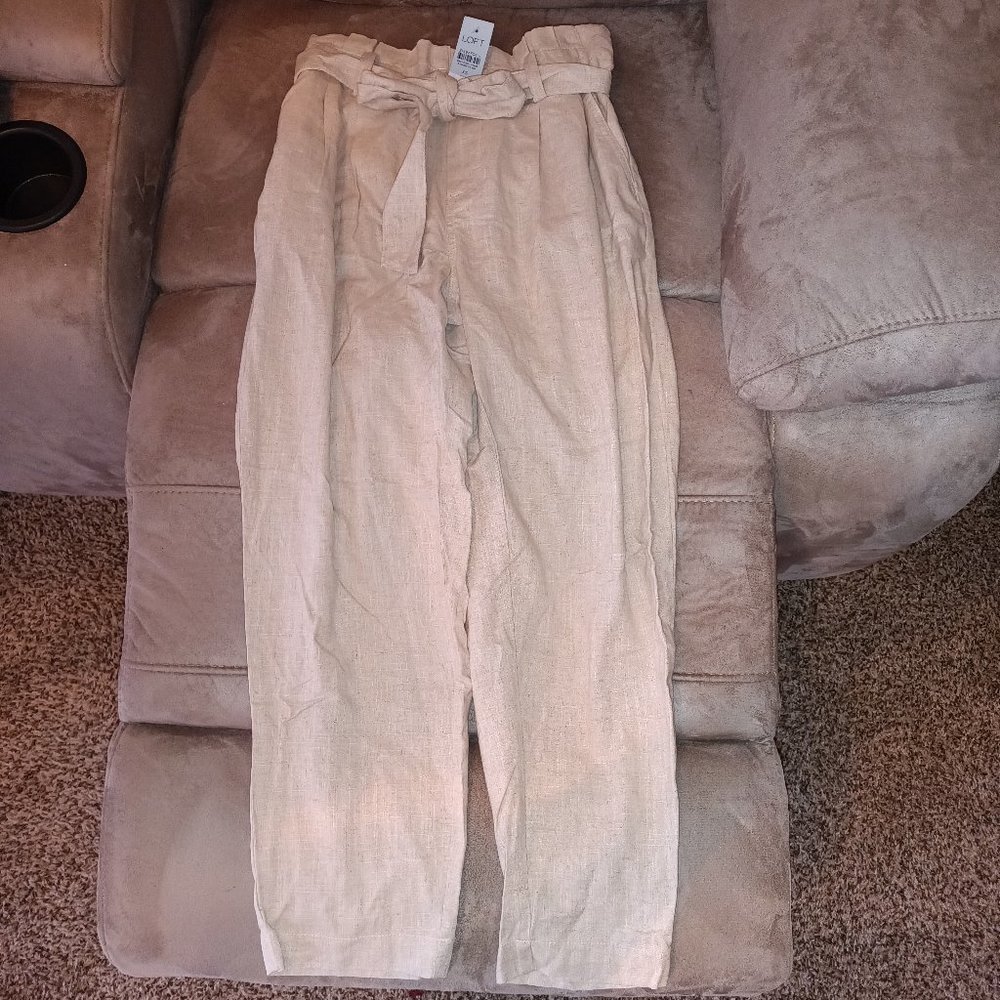 Ann Taylor LOFT Women's Petite xs Beige Belted Pants New